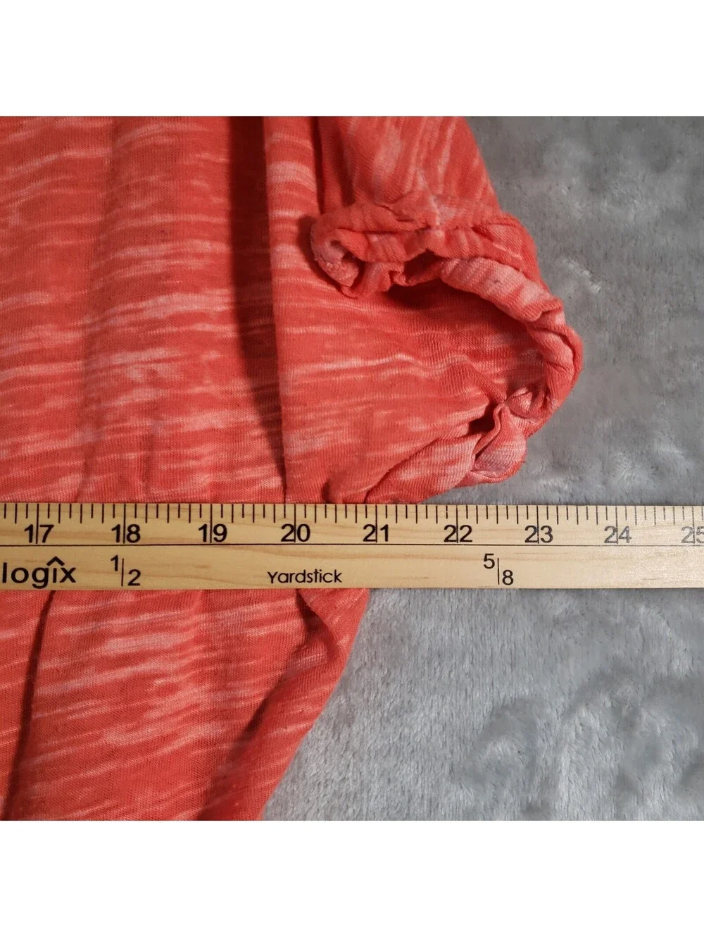 We The Free Knit sheer Top Orange Solid Round Neck Short Sleeve Size M - Picture 4 of 7